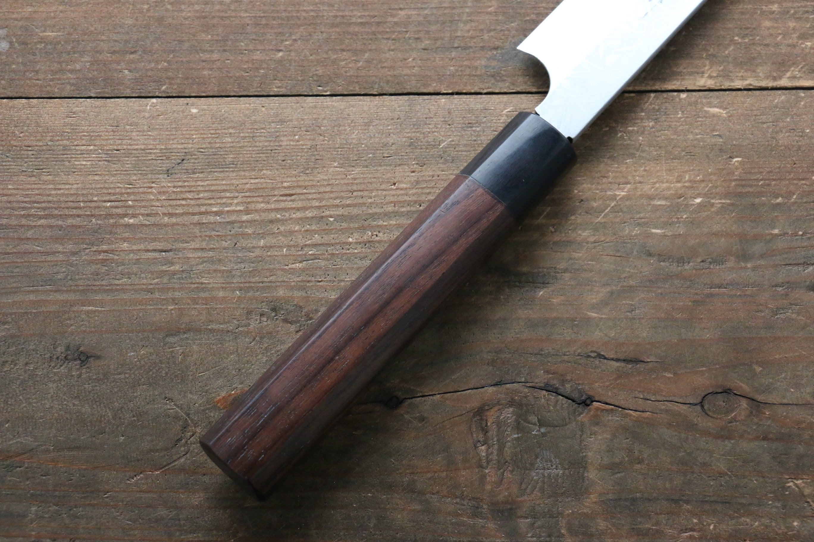 Hideo Kitaoka [Left Handed] Blue Steel No.2 Damascus Yanagiba 300mm with Shitan Handle - Japanny - Best Japanese Knife