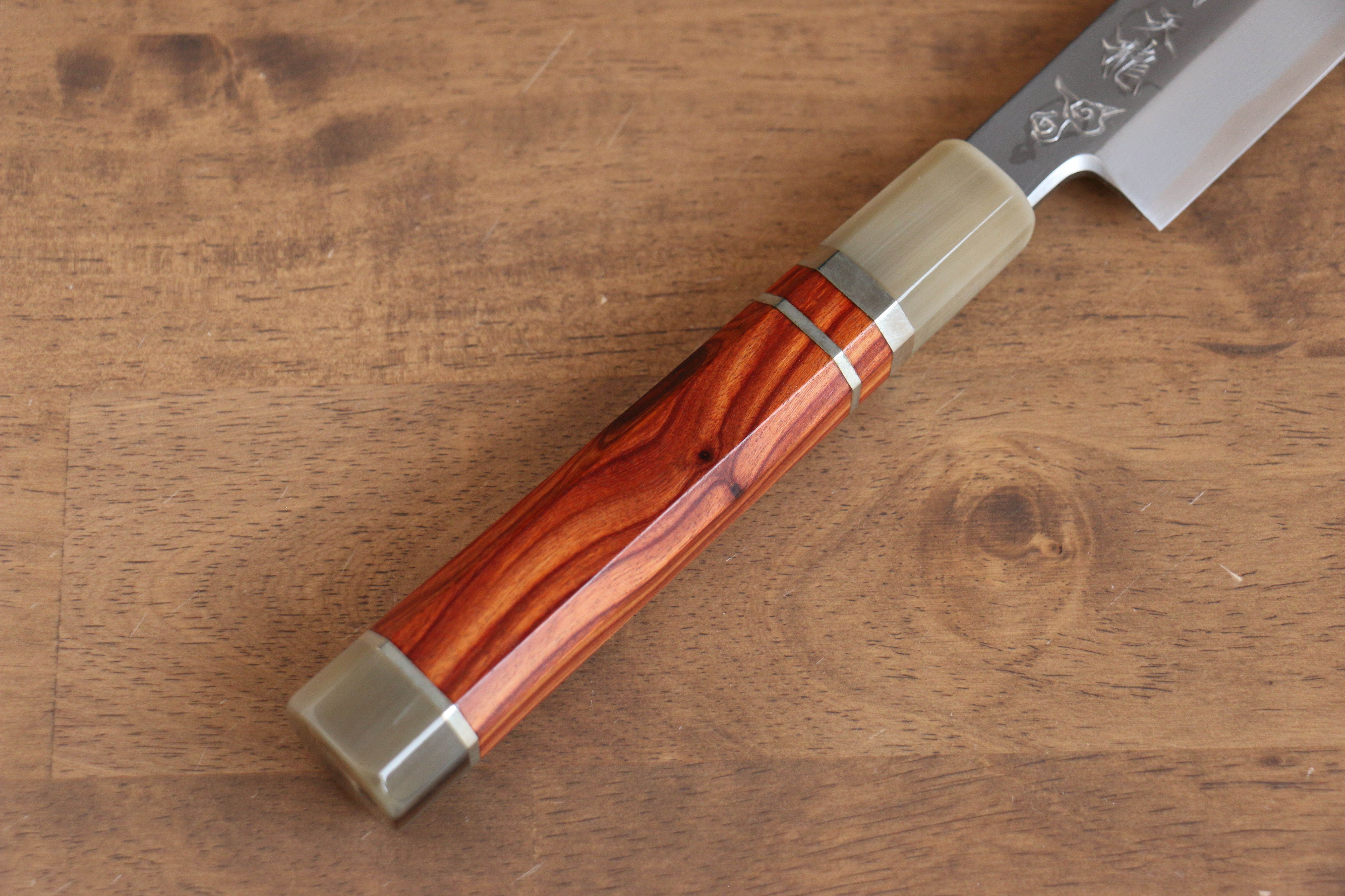 Sakai Takayuki Tenryu Uzushio Blue Steel No.2 Dragon Engraved Yanagiba 300mm Red Ebony Wood Handle with Sheath - Japanny - Best Japanese Knife