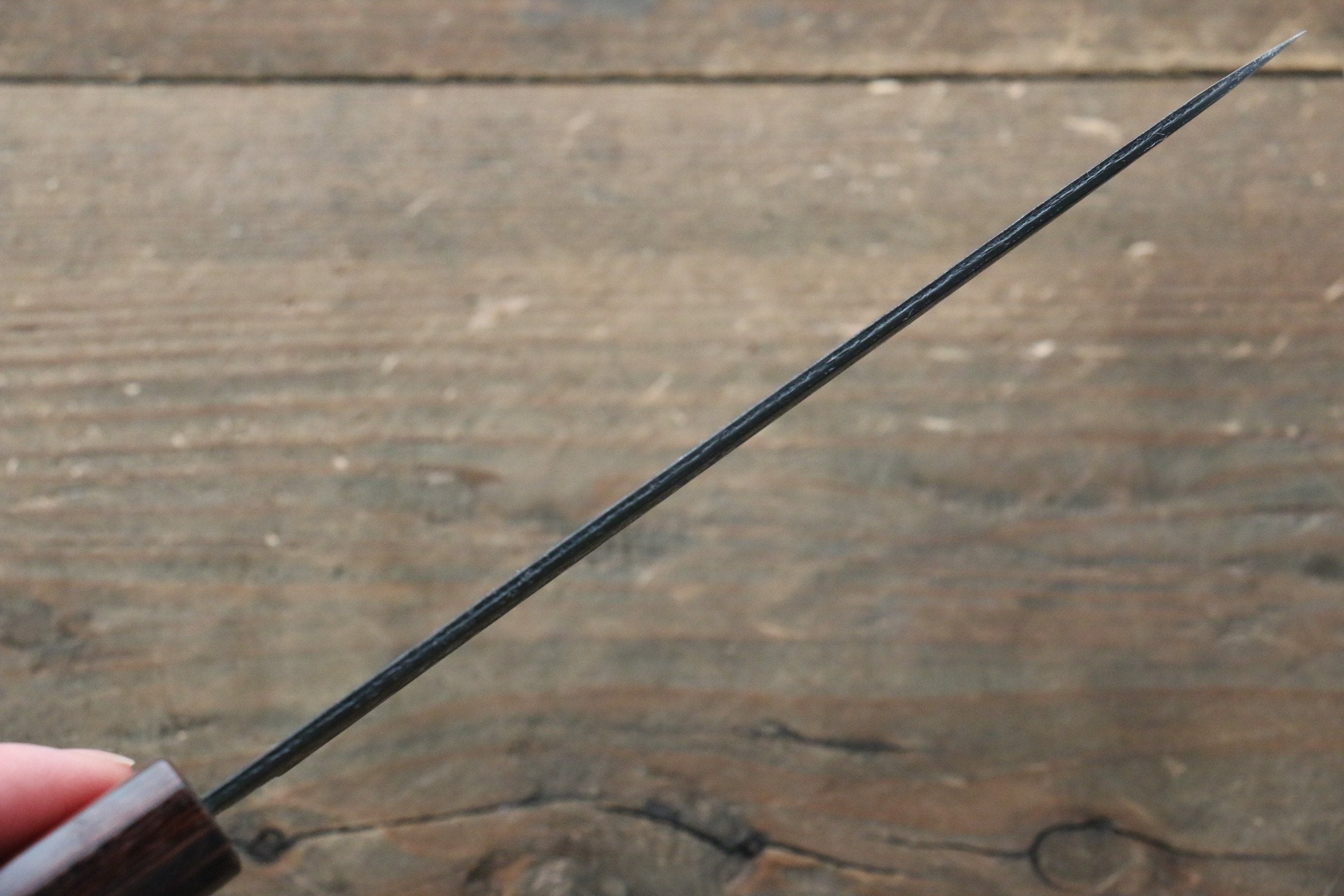 Sakai Takayuki Blue Super Hammered Black Finished Petty-Utility 135mm Keyaki (Japanese Elm) Handle - Japanny - Best Japanese Knife