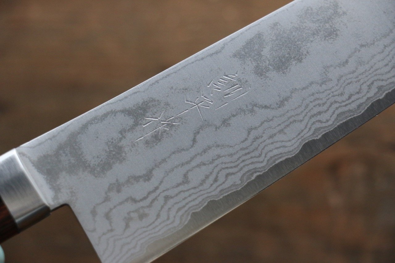 Kunihira Tanzo VG1 Damascus Santoku 170mm Mahogany Handle - Japanny - Best Japanese Knife