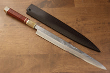  Sakai Takayuki Tenryu Uzushio Blue Steel No.2 Dragon Engraved Yanagiba 300mm Red Ebony Wood Handle with Sheath - Japanny - Best Japanese Knife