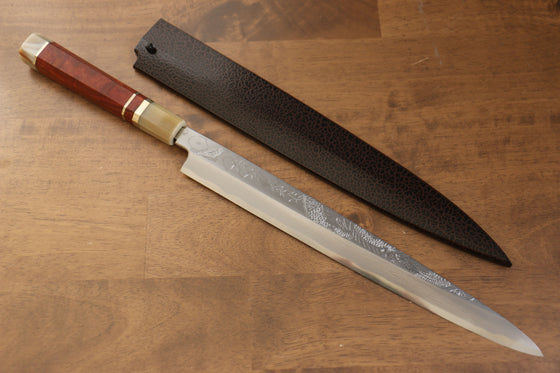 Sakai Takayuki Tenryu Uzushio Blue Steel No.2 Dragon Engraved Yanagiba 300mm Red Ebony Wood Handle with Sheath - Japanny - Best Japanese Knife