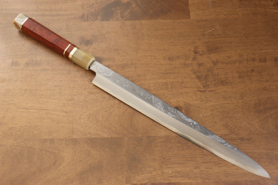 Sakai Takayuki Tenryu Uzushio Blue Steel No.2 Dragon Engraved Yanagiba 300mm Red Ebony Wood Handle with Sheath - Japanny - Best Japanese Knife