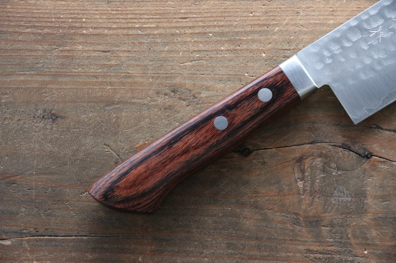 Kunihira Tanzo VG1 Hammered Usuba 165mm Mahogany Handle - Japanny - Best Japanese Knife