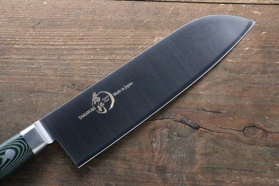 Sakai Takayuki Grand Chef Grand Chef Swedish Steel-stn Santoku  180mm Green Micarta Handle - Japanny - Best Japanese Knife