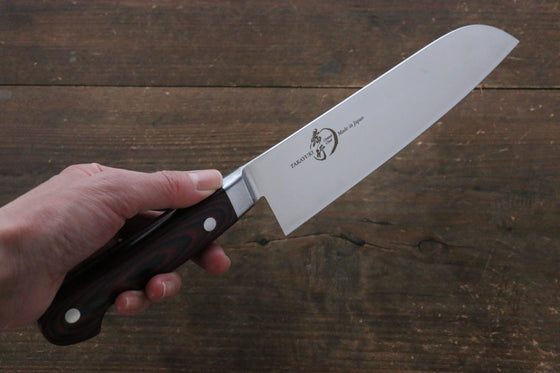 Sakai Takayuki Grand Chef Grand Chef Swedish Steel-stn Santoku  180mm Brown Micarta Handle - Japanny - Best Japanese Knife