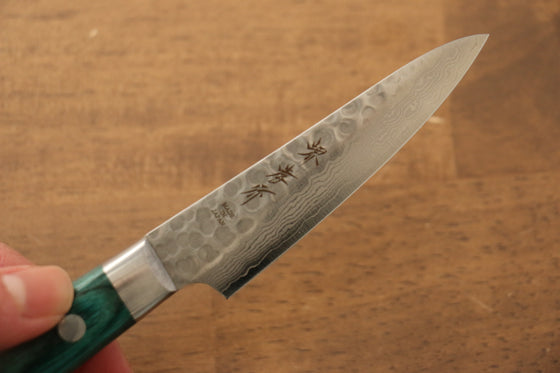 Sakai Takayuki VG10 17 Layer Damascus Petty-Utility 80mm Green Pakka wood Handle - Japanny - Best Japanese Knife