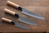 Seisuke Blue Steel No.2 Nashiji Gyuto, Santoku, Petty Japanese Chef Knives Set - Japanny - Best Japanese Knife