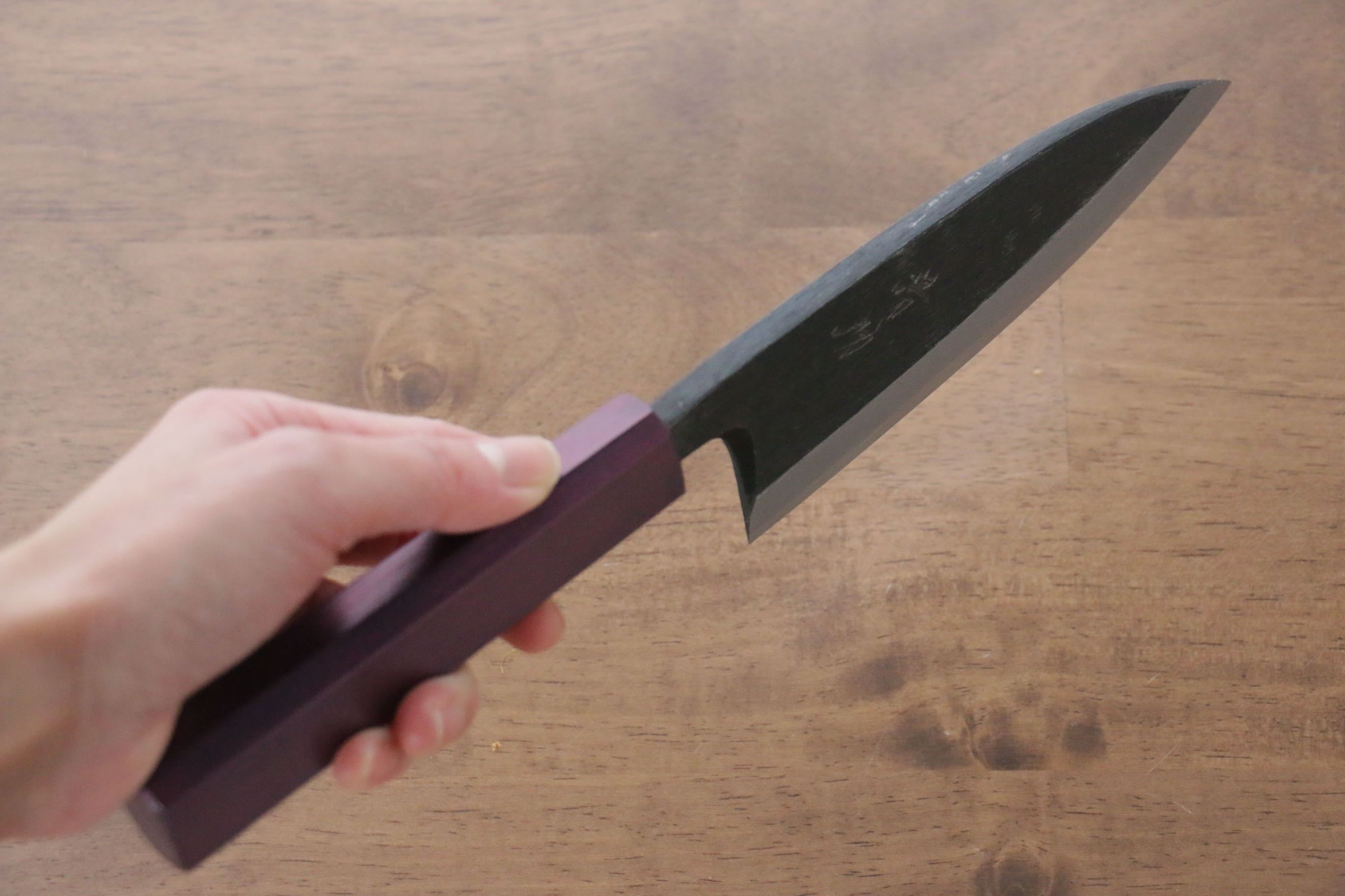 Seisuke White Steel No.2 Kurouchi Deba 150mm Purple Lacquered Handle - Japanny - Best Japanese Knife