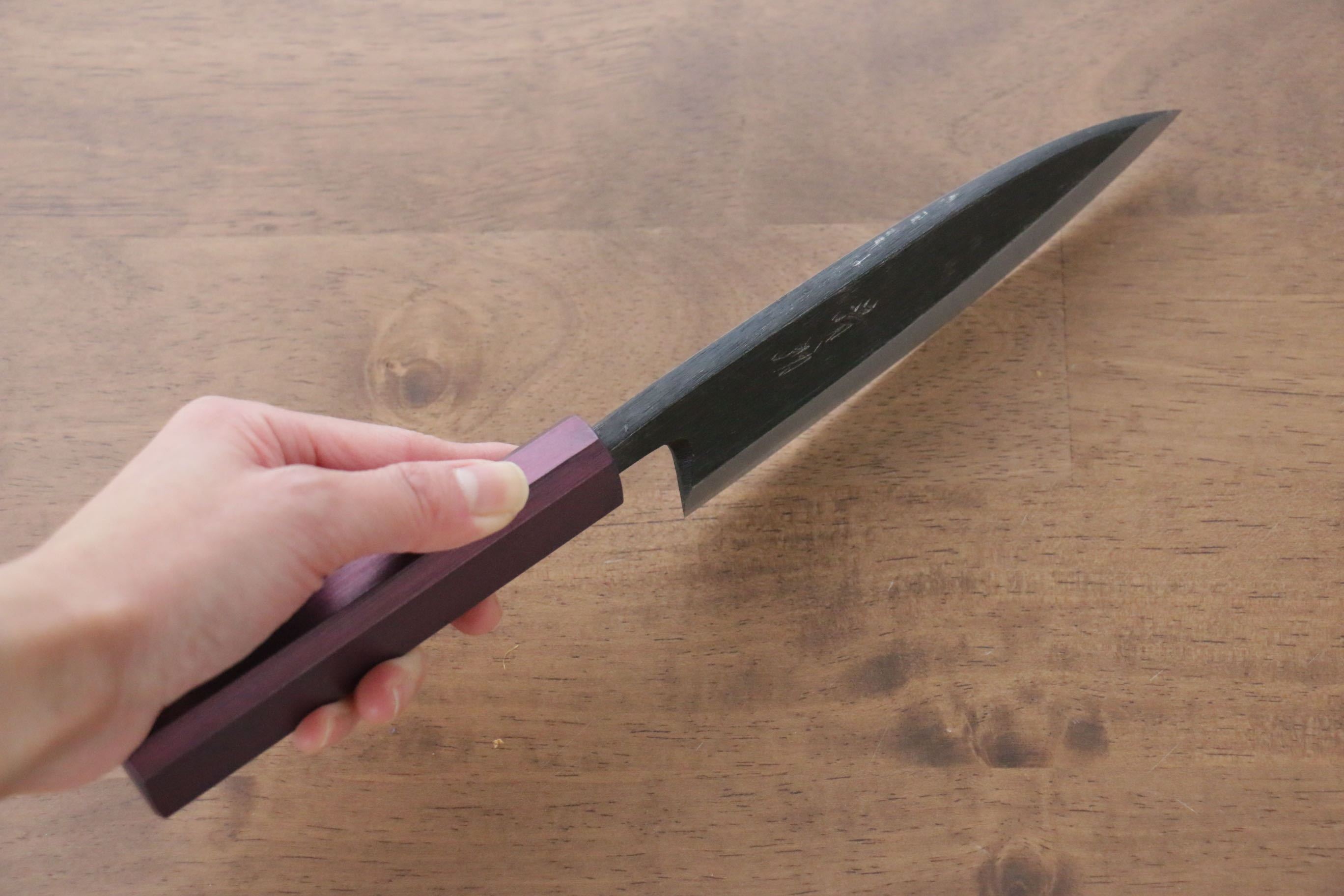Seisuke White Steel No.2 Kurouchi Deba 150mm Purple Lacquered Handle - Japanny - Best Japanese Knife