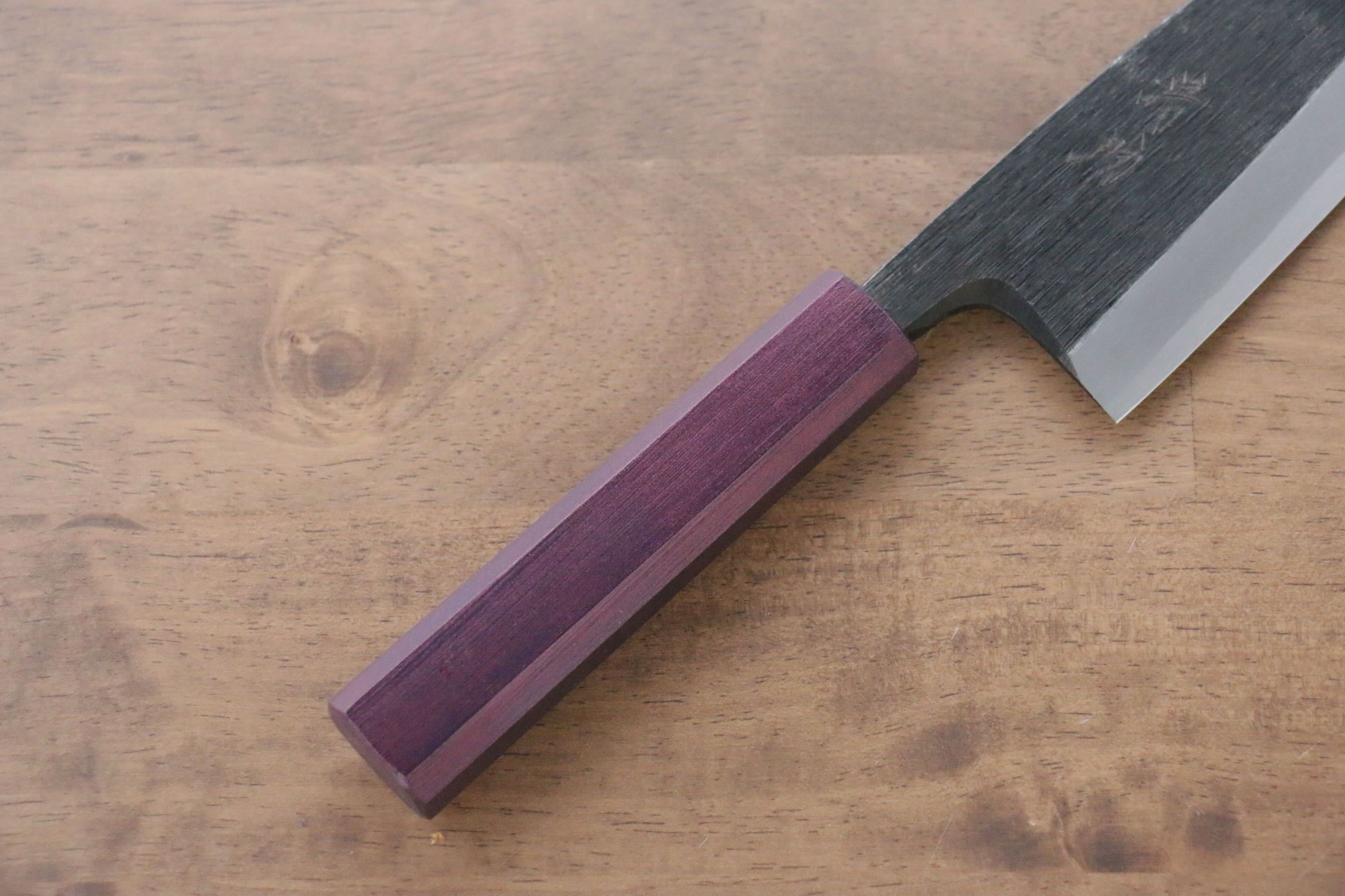 Seisuke White Steel No.2 Kurouchi Deba 150mm Purple Lacquered Handle - Japanny - Best Japanese Knife