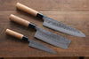 Seisuke Blue Steel No.2 Nashiji Gyuto, Nakiri, Petty Japanese Chef Knives Set - Japanny - Best Japanese Knife