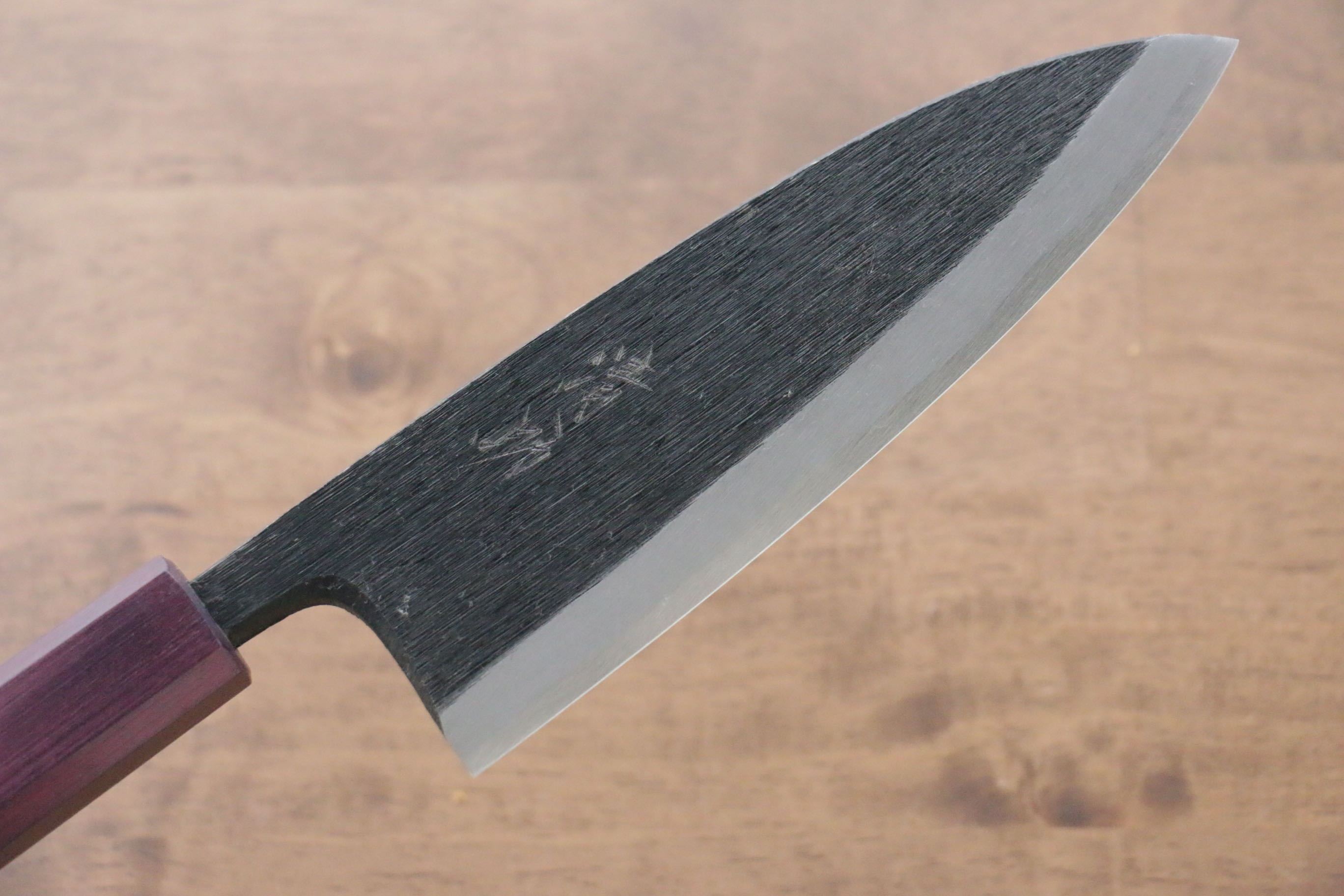 Seisuke White Steel No.2 Kurouchi Deba 165mm Purple Lacquered Handle - Japanny - Best Japanese Knife