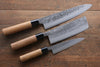 Seisuke Blue Steel No.2 Nashiji Gyuto, Nakiri, Petty Japanese Chef Knives Set - Japanny - Best Japanese Knife