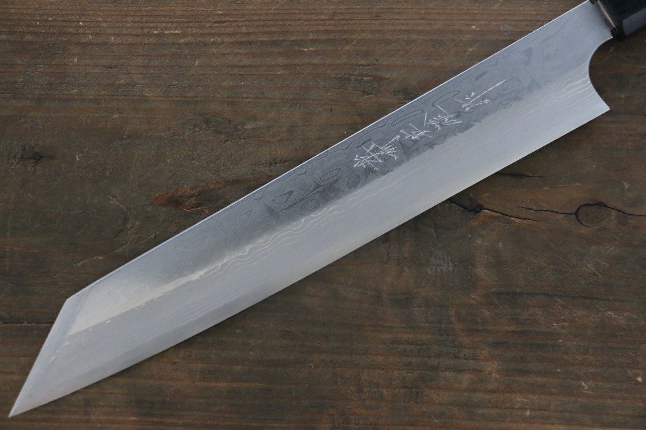 Hideo Kitaoka [Left Handed] White Steel No.2 Damascus Kiritsuke Yanagiba 240mm Shitan Handle - Japanny - Best Japanese Knife