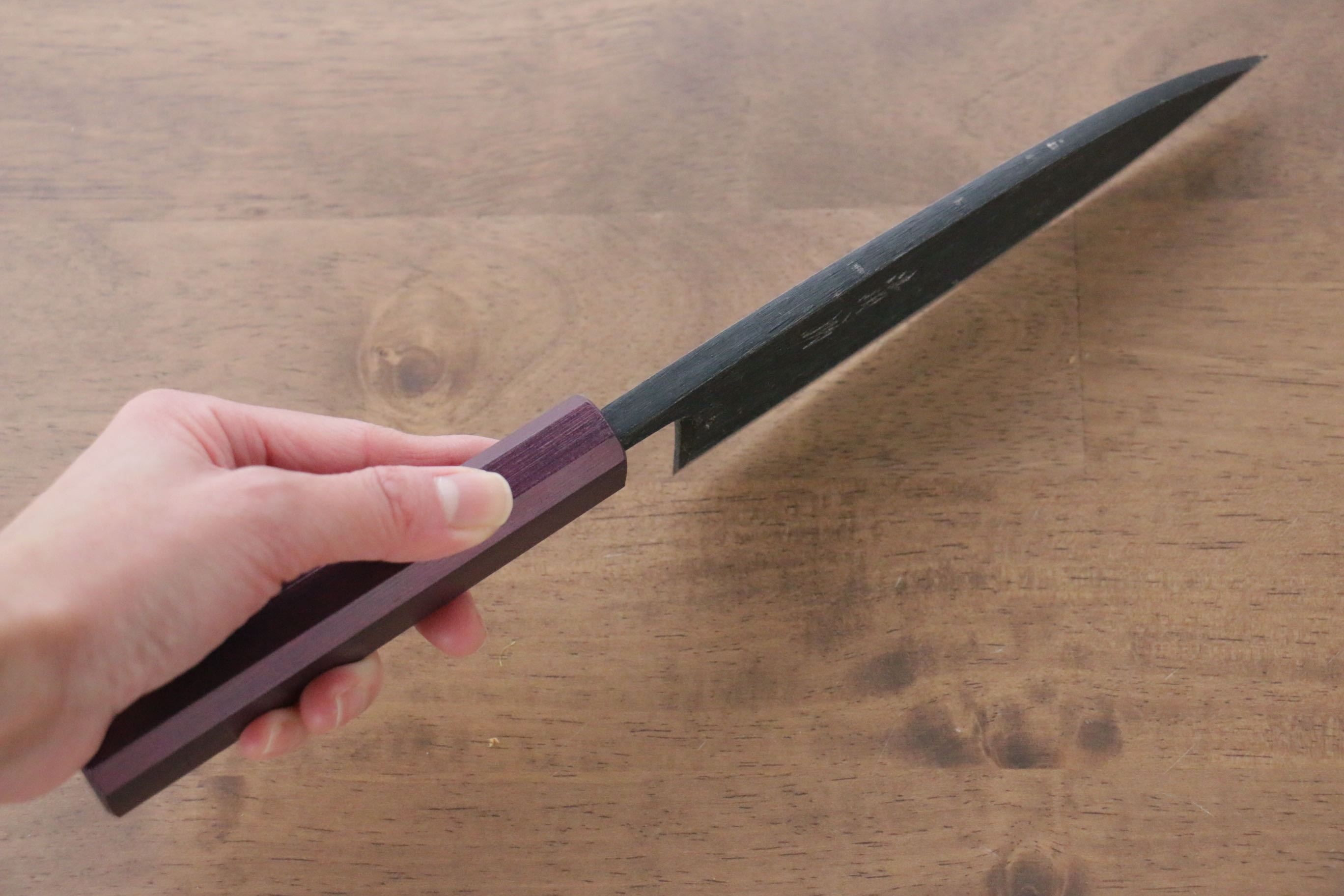 Seisuke White Steel No.2 Kurouchi Deba 165mm Purple Lacquered Handle - Japanny - Best Japanese Knife
