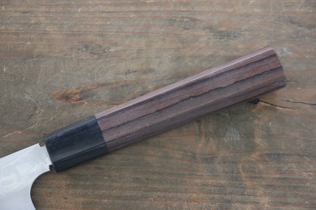 Hideo Kitaoka [Left Handed] White Steel No.2 Damascus Kiritsuke Yanagiba 240mm Shitan Handle - Japanny - Best Japanese Knife