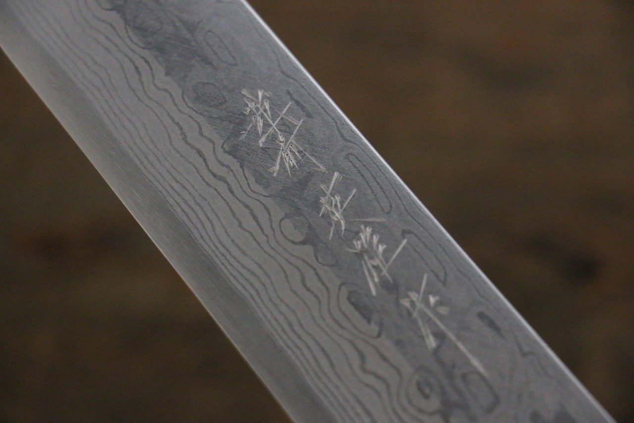 Hideo Kitaoka [Left Handed] White Steel No.2 Damascus Kiritsuke Yanagiba 240mm Shitan Handle - Japanny - Best Japanese Knife