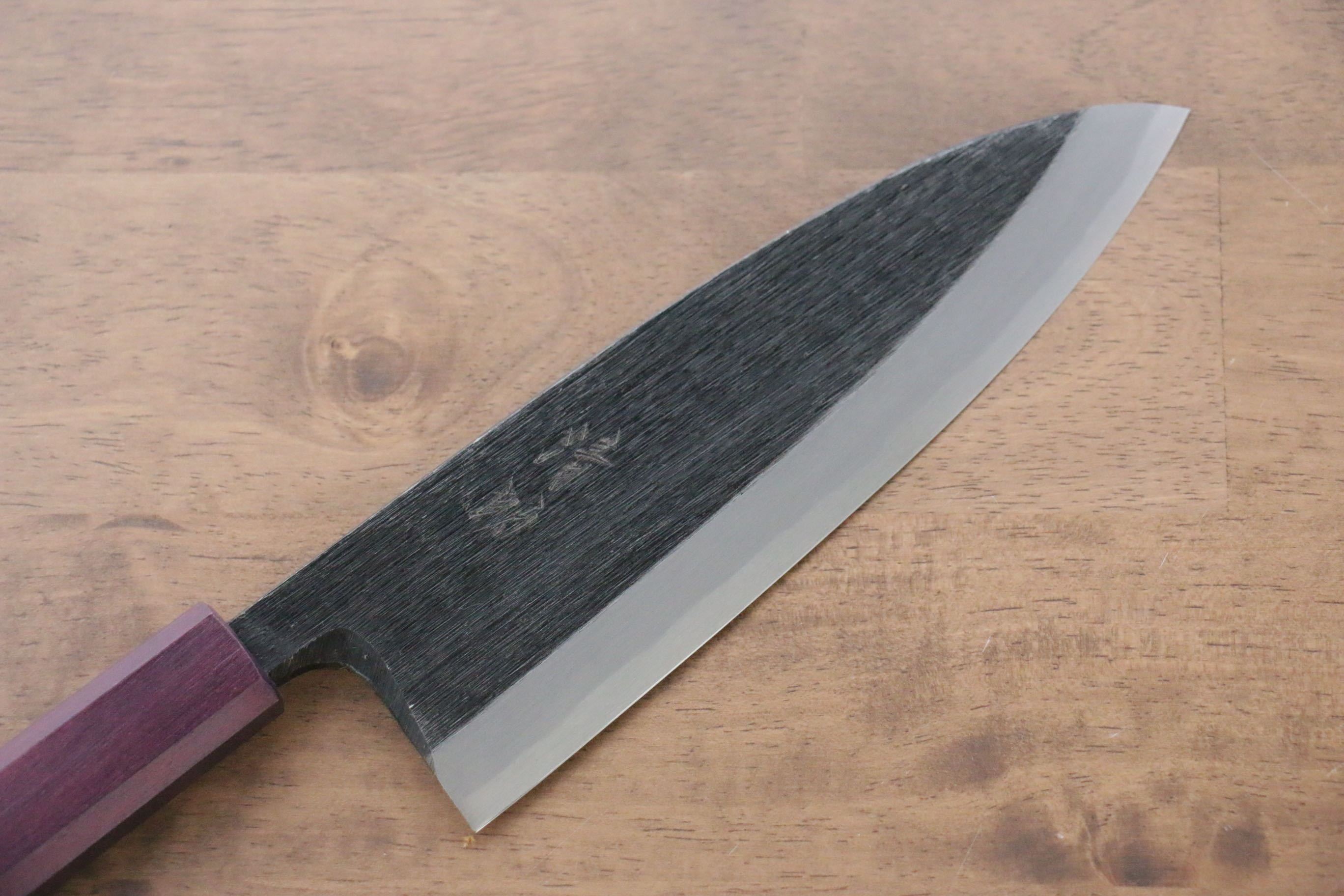 Seisuke White Steel No.2 Kurouchi Deba 180mm Purple Lacquered Handle - Japanny - Best Japanese Knife