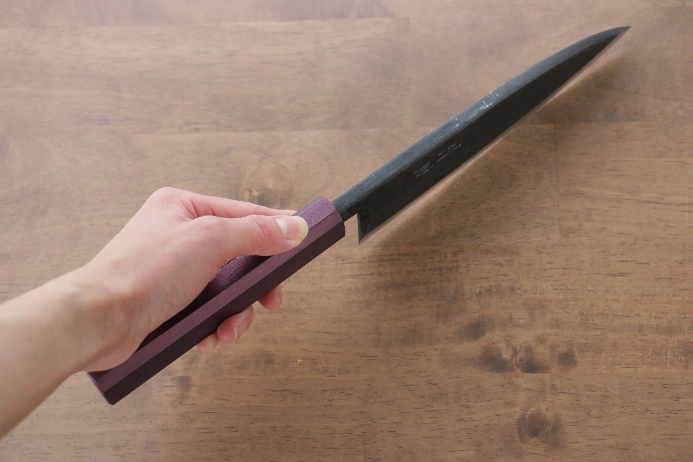 Seisuke White Steel No.2 Kurouchi Deba 180mm Purple Lacquered Handle - Japanny - Best Japanese Knife