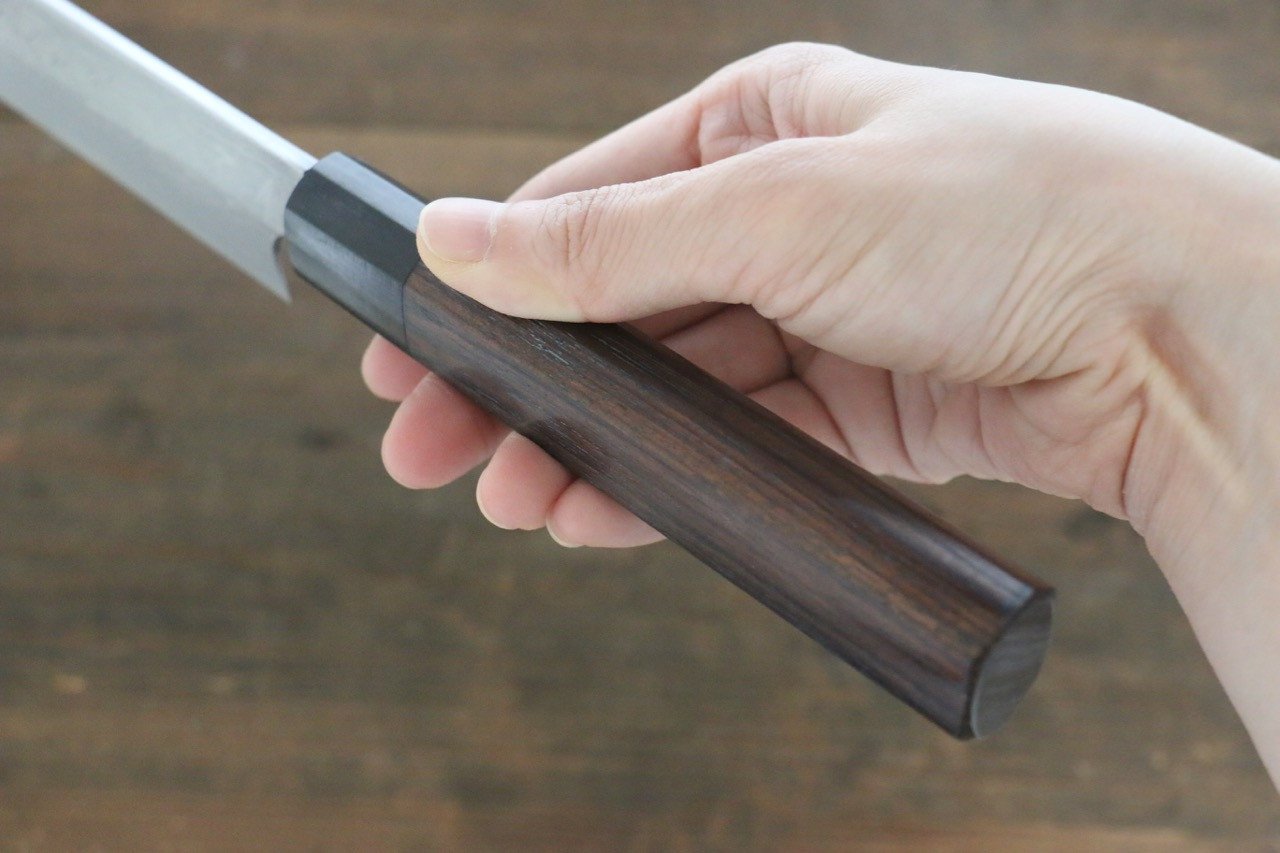 Hideo Kitaoka [Left Handed] White Steel No.2 Damascus Kiritsuke Yanagiba 270mm Shitan Handle - Japanny - Best Japanese Knife