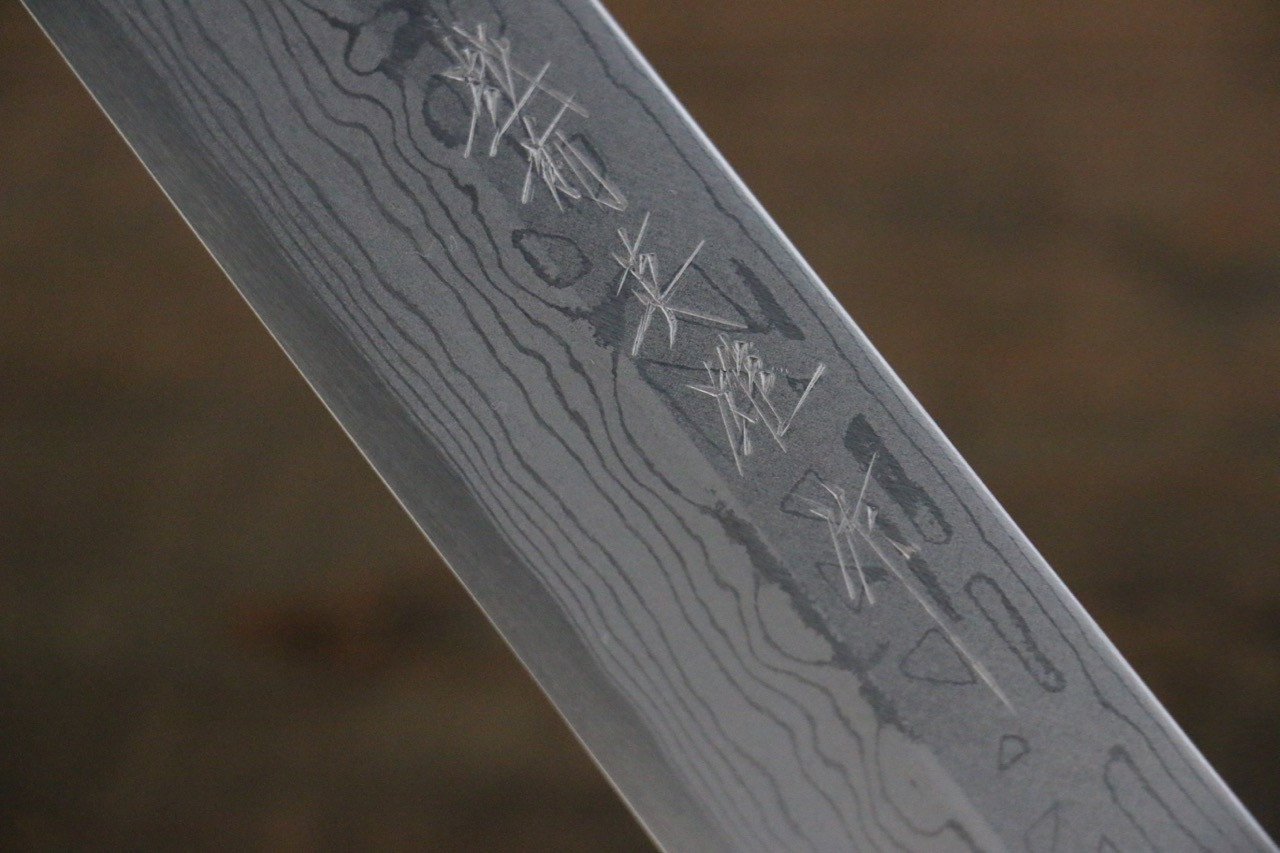 Hideo Kitaoka [Left Handed] White Steel No.2 Damascus Kiritsuke Yanagiba 270mm Shitan Handle - Japanny - Best Japanese Knife