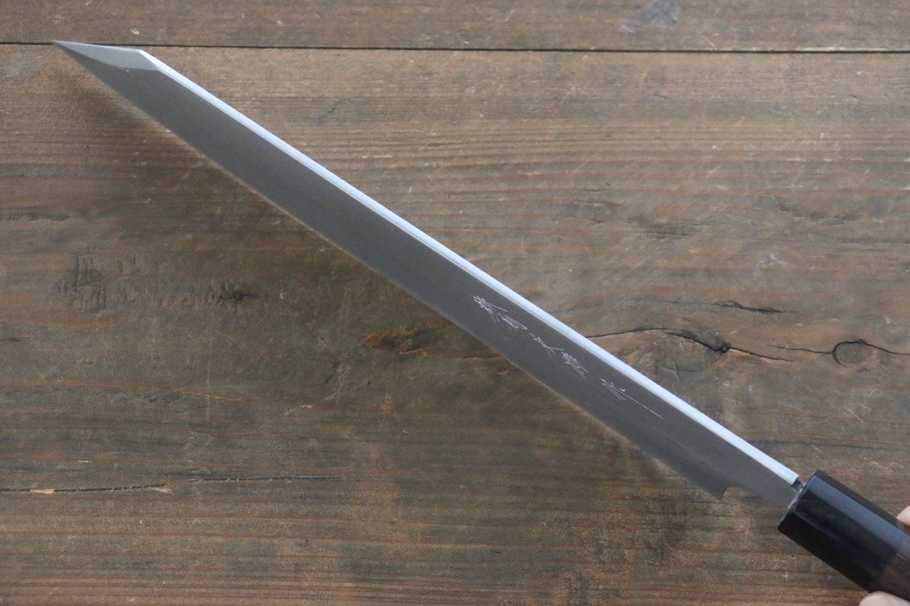 Hideo Kitaoka [Left Handed] White Steel No.2 Damascus Kiritsuke Yanagiba 270mm Shitan Handle - Japanny - Best Japanese Knife