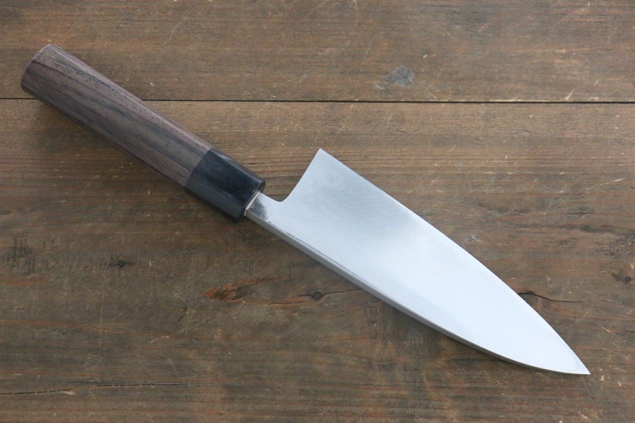 Hideo Kitaoka White Steel No.2 Damascus Deba 165mm Shitan Handle - Japanny - Best Japanese Knife