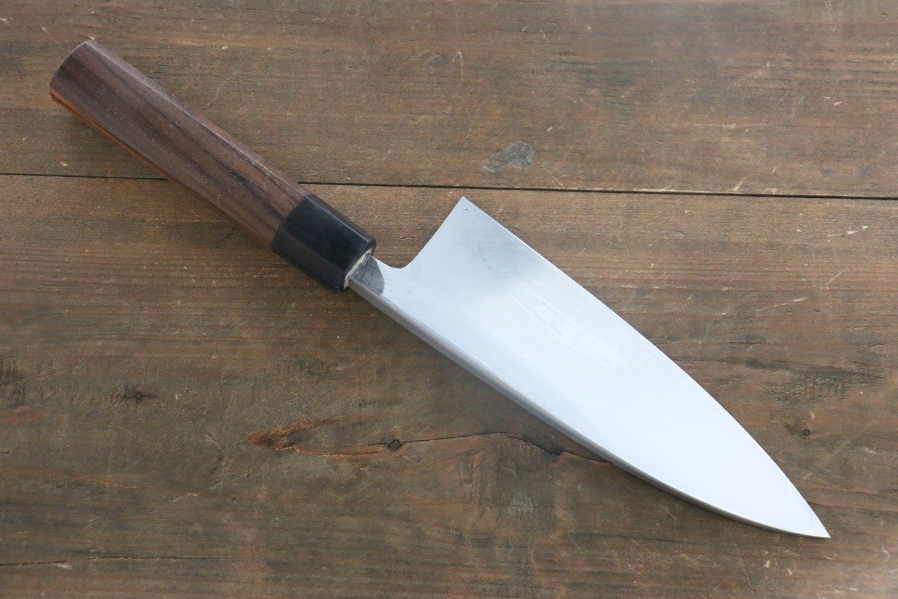 Hideo Kitaoka White Steel No.2 Damascus Deba 180mm Shitan Handle - Japanny - Best Japanese Knife