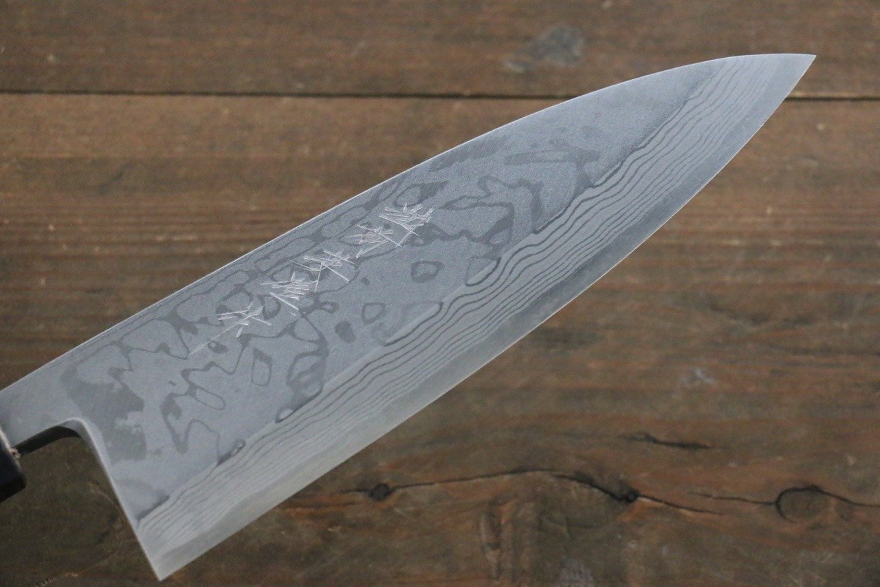 Hideo Kitaoka White Steel No.2 Damascus Deba 180mm Shitan Handle - Japanny - Best Japanese Knife