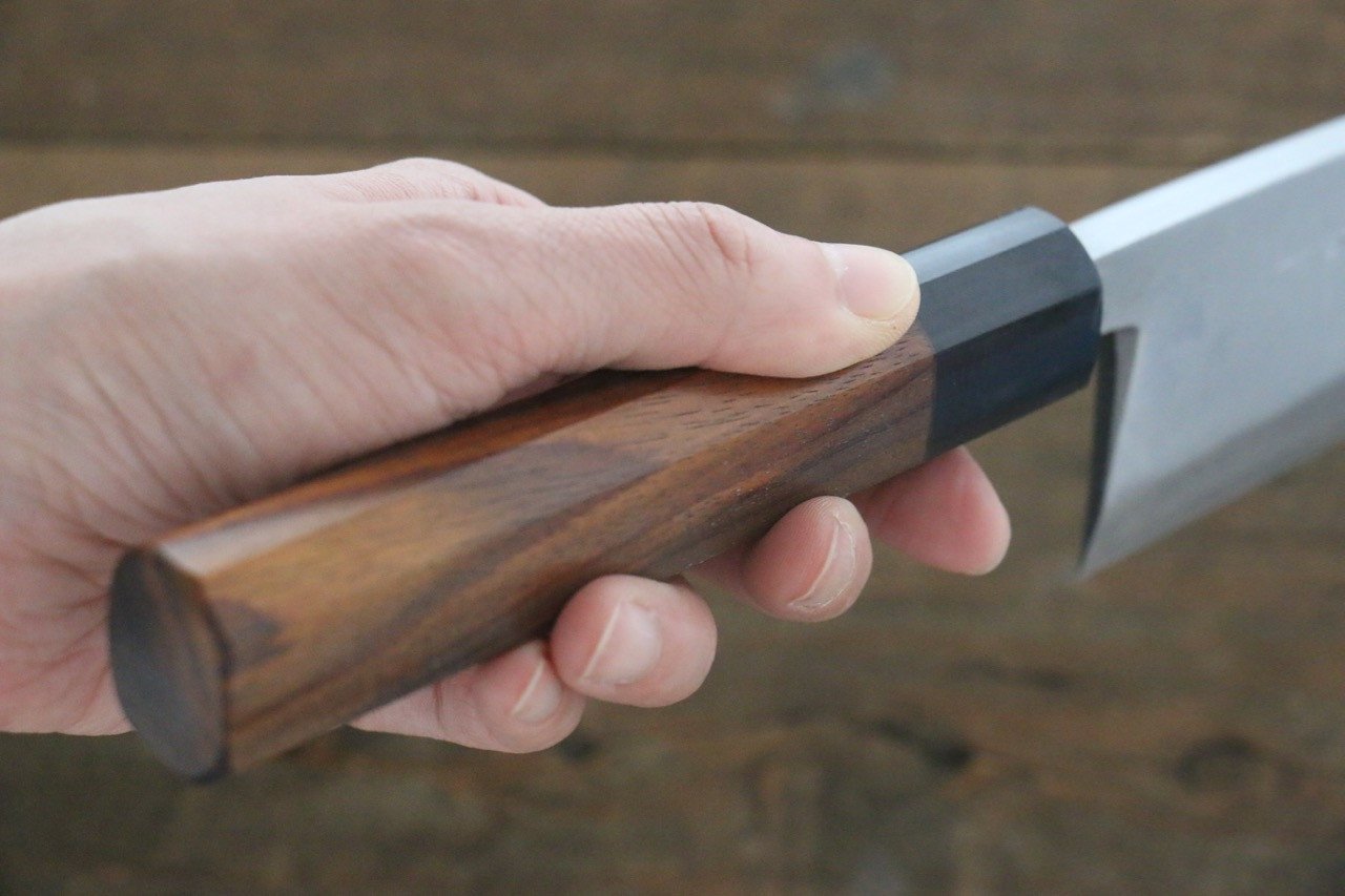 Hideo Kitaoka White Steel No.2 Damascus Deba 180mm Shitan Handle - Japanny - Best Japanese Knife