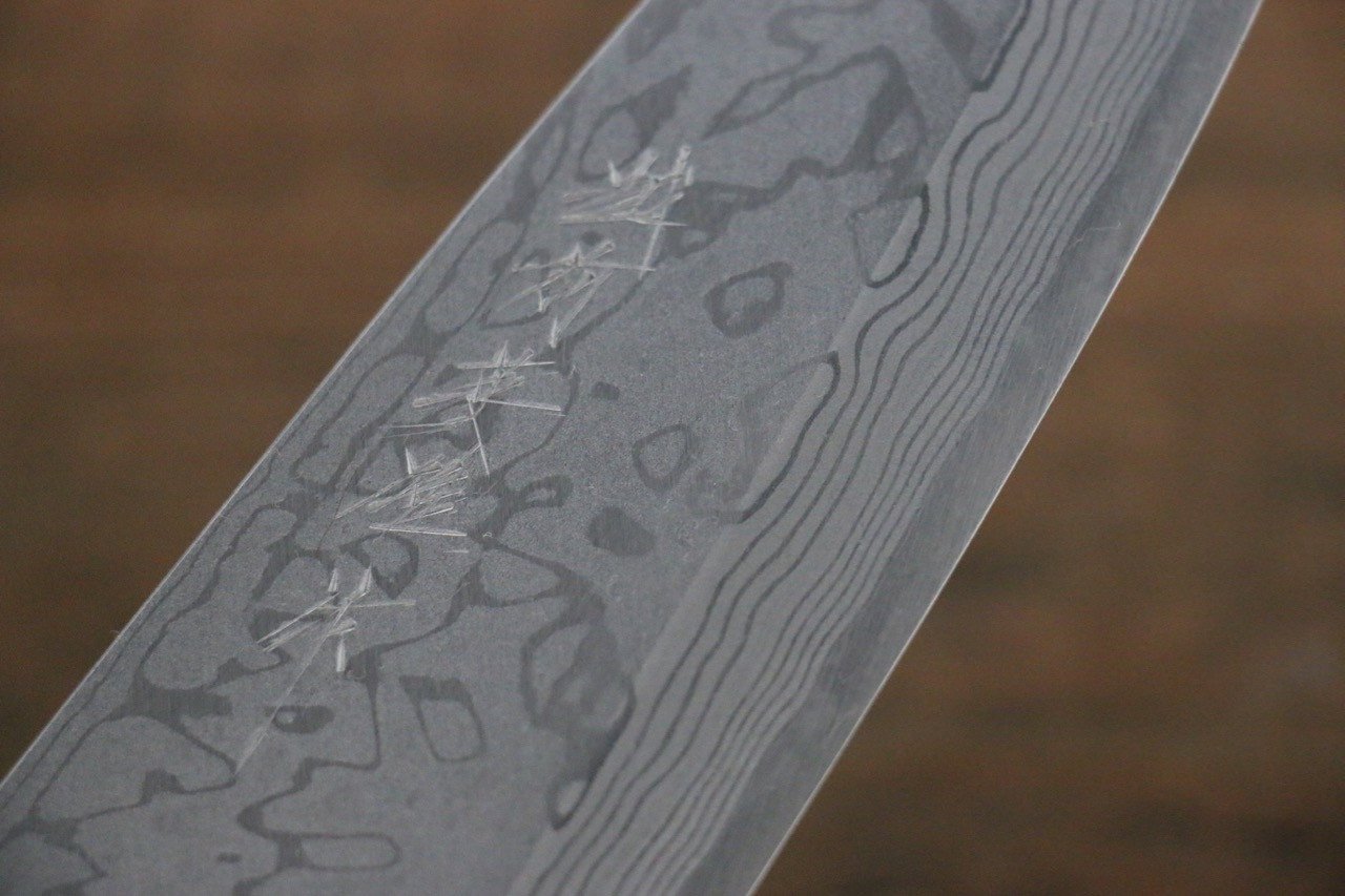 Hideo Kitaoka White Steel No.2 Damascus Deba 180mm Shitan Handle - Japanny - Best Japanese Knife