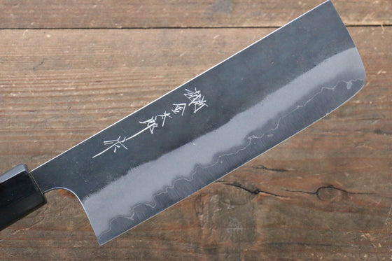 Yoshimi Kato Blue Super Clad Kurouchi Nakiri Japanese Chef Knife 165mm Honduras Handle - Japanny - Best Japanese Knife