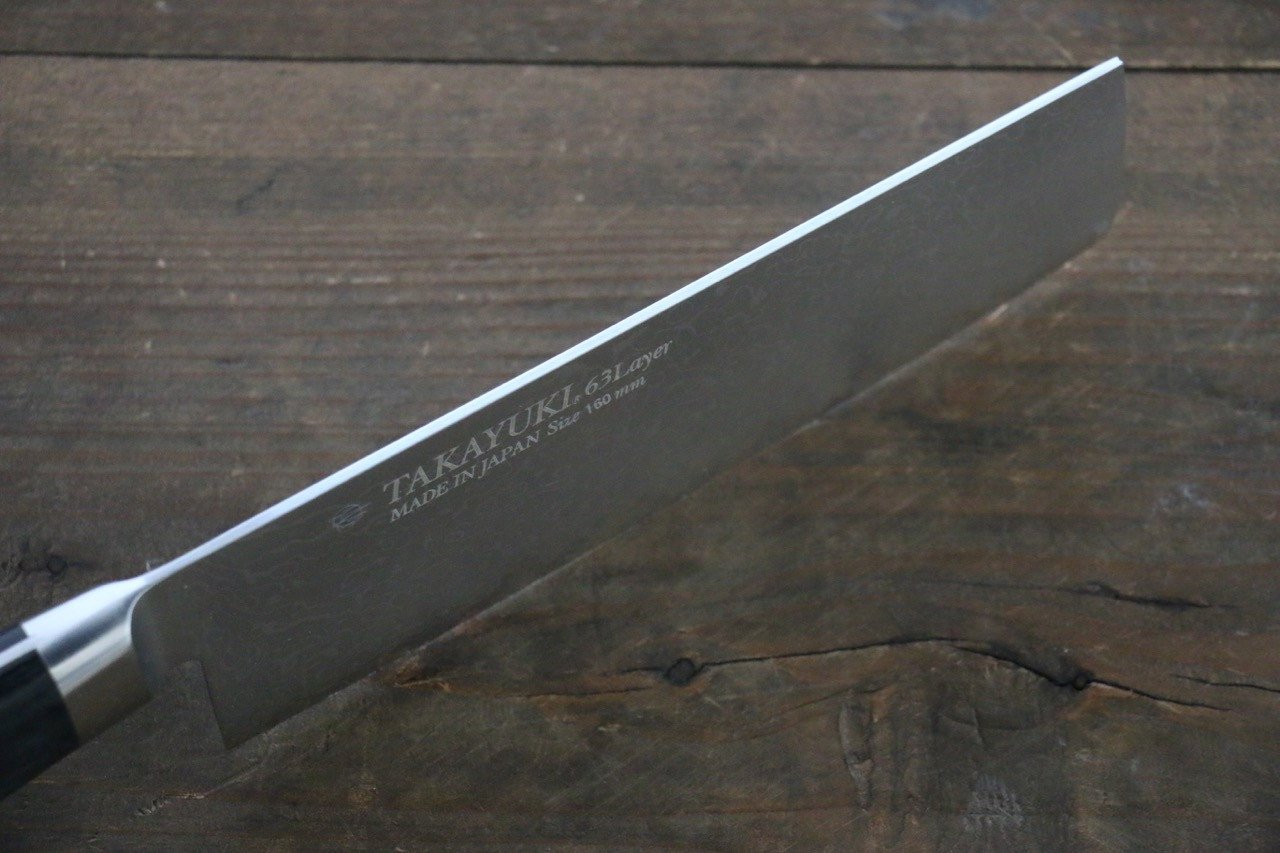 Sakai Takayuki Molybdenum 63 Layer Damascus Nakiri 160mm - Japanny - Best Japanese Knife