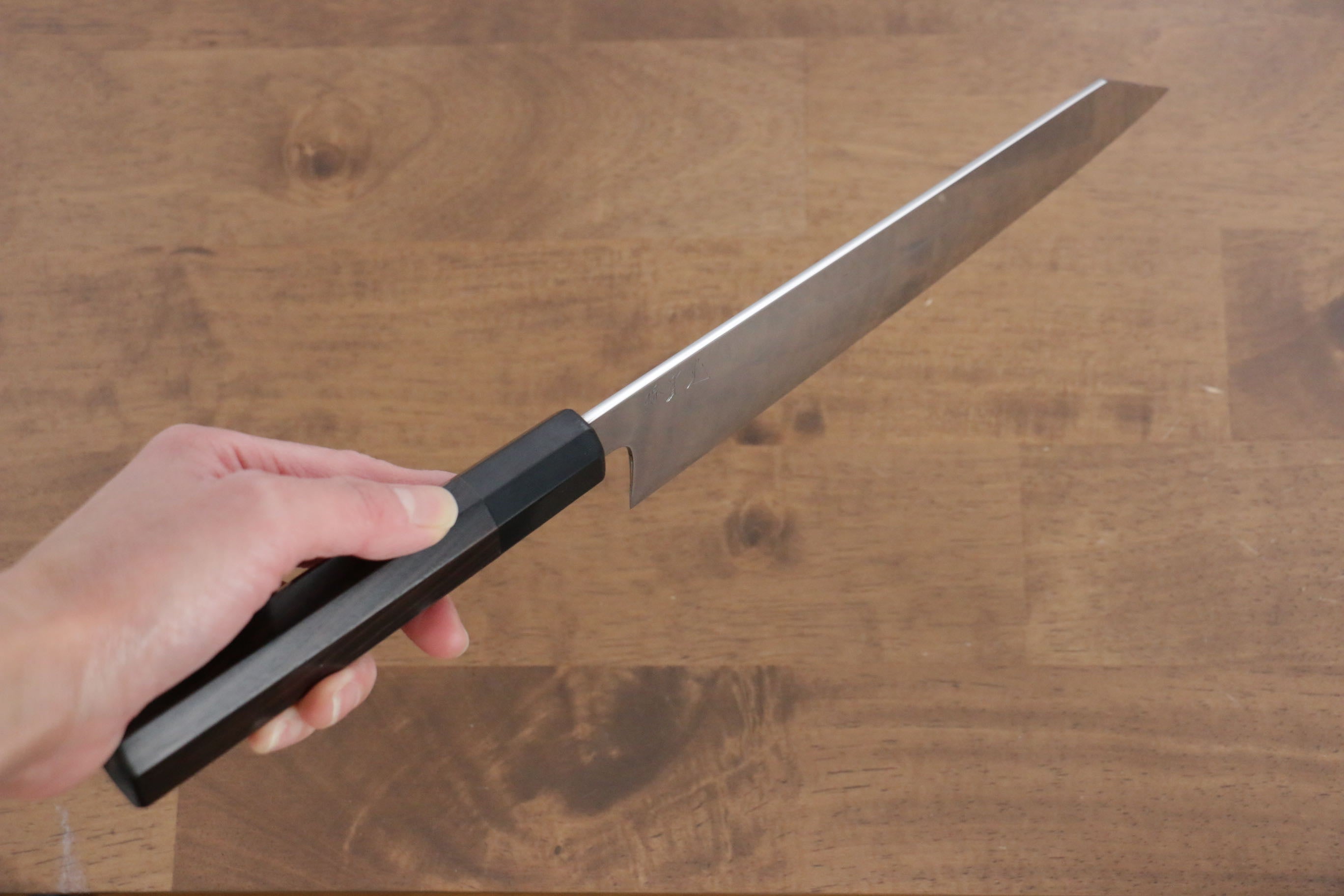 Jikko Fujisan Honyaki White Steel No.3 Mirrored Finish Kiritsuke Gyuto  210mm Ebony Wood Handle - Japanny - Best Japanese Knife