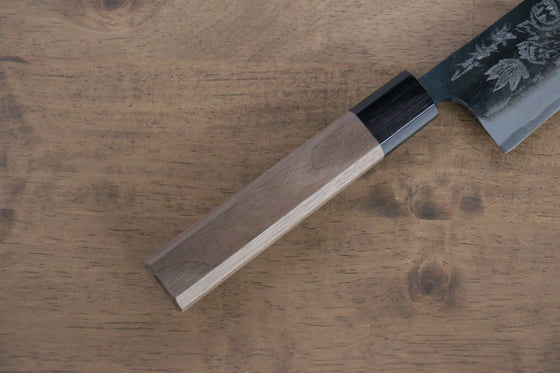 Sakai Takayuki Blue Steel No.2 Kurouchi Koshitantan engraving Santoku 170mm Walnut Handle - Japanny - Best Japanese Knife