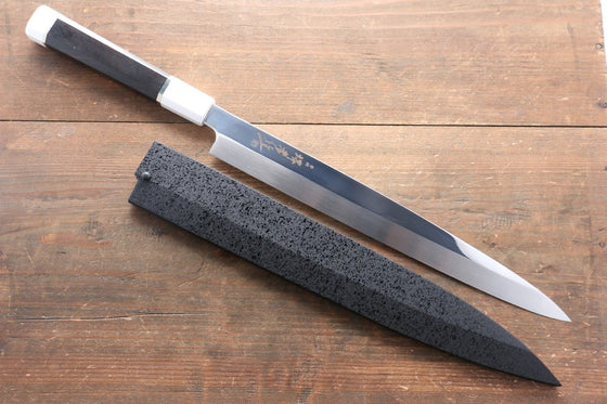 Sakai Takayuki Ginryu Honyaki Swedish Steel Mirrored Finish Yanagiba 300mm Ebony Wood Handle with Sheath - Japanny - Best Japanese Knife