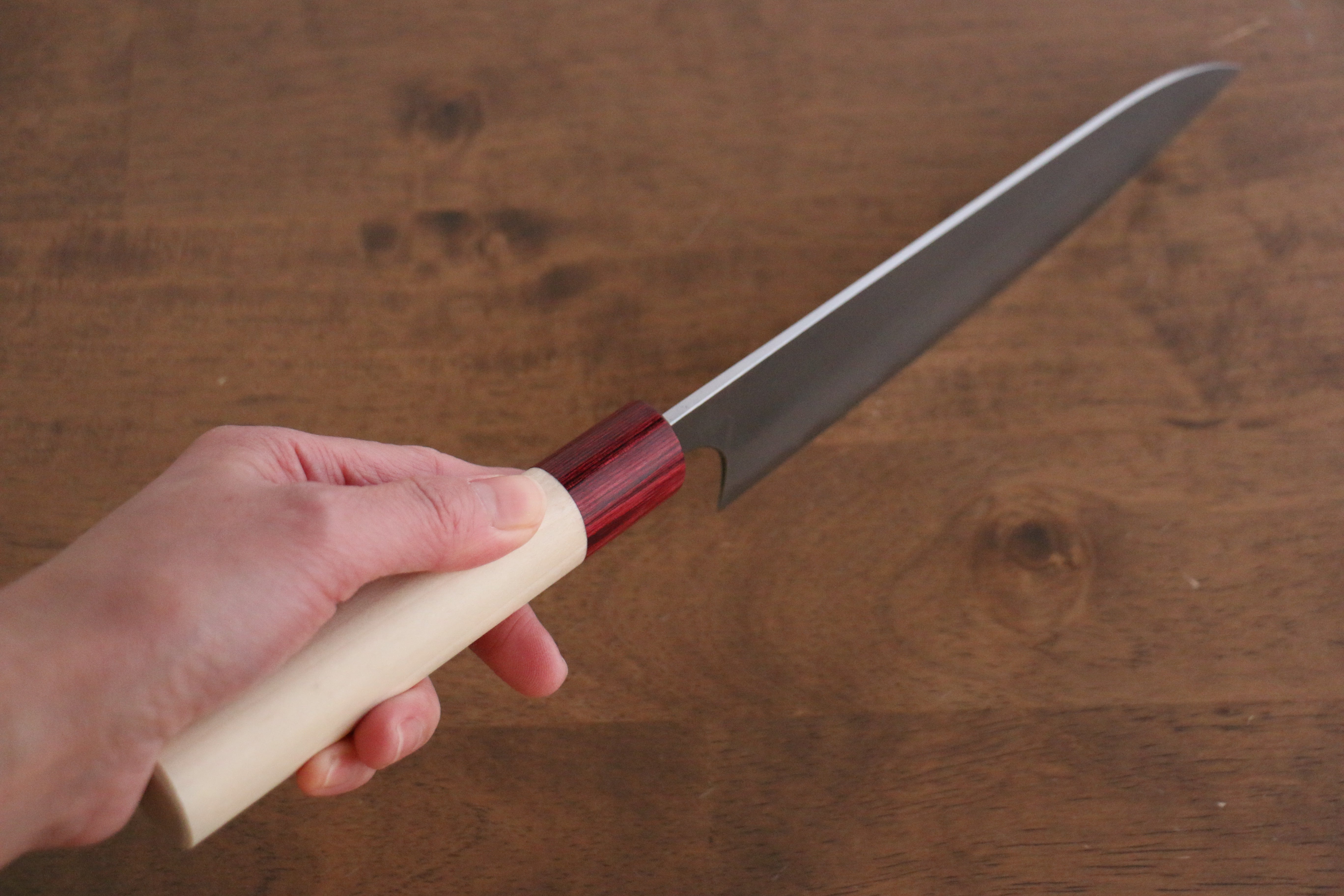 Masakage Yuki White Steel No.2 Nashiji Gyuto 180mm Magnolia Handle - Japanny - Best Japanese Knife