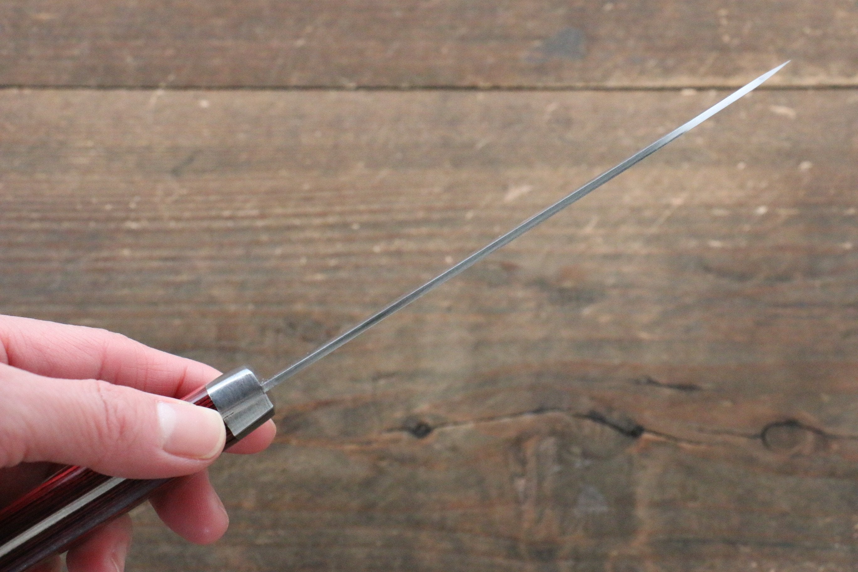 Kunihira Sairyu VG10 Damascus Small Santoku 135mm Red Pakka wood Handle - Japanny - Best Japanese Knife