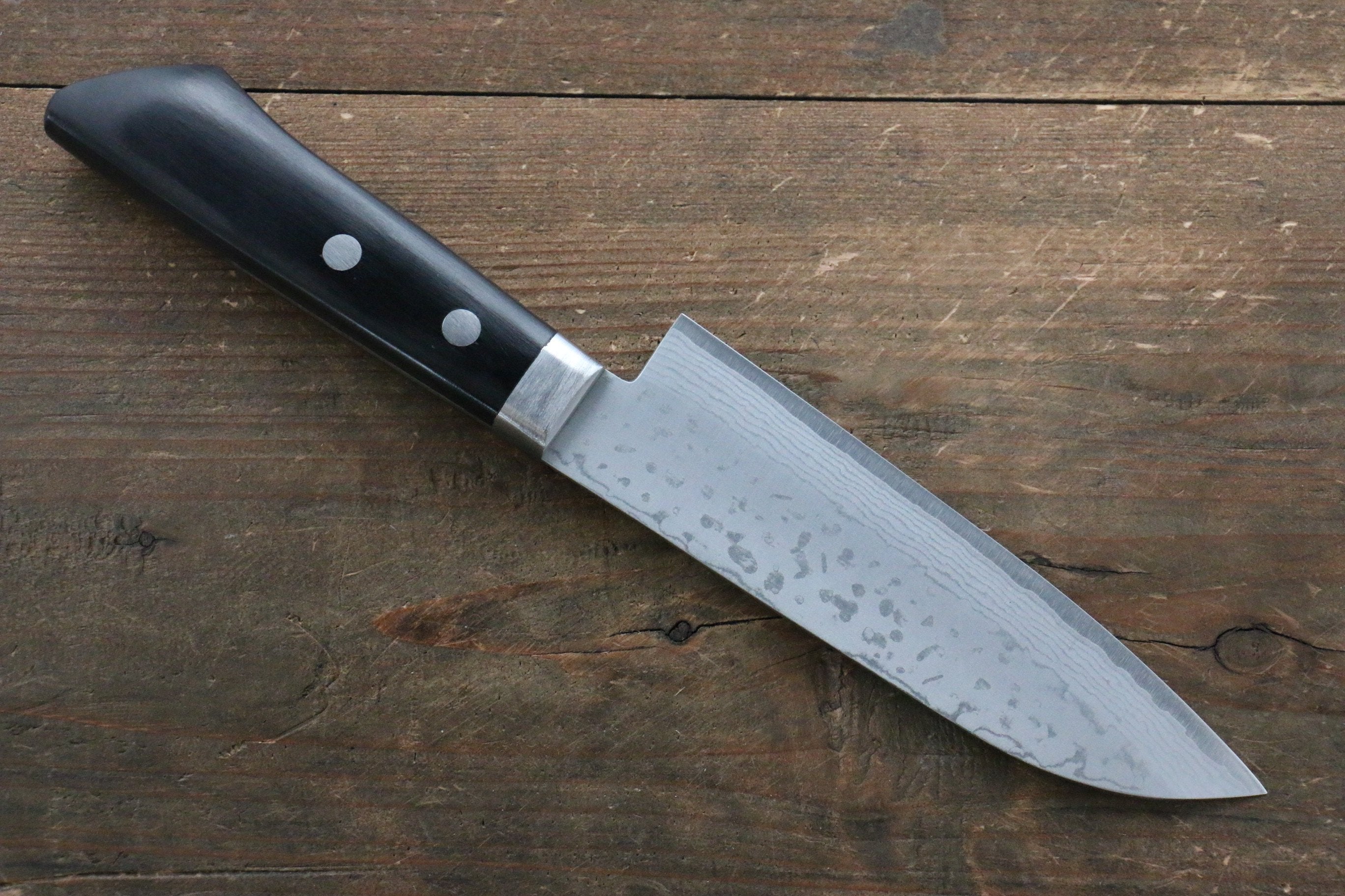 Kunihira Sairyu VG10 Damascus Small Santoku 135mm Black Pakka wood Handle - Japanny - Best Japanese Knife