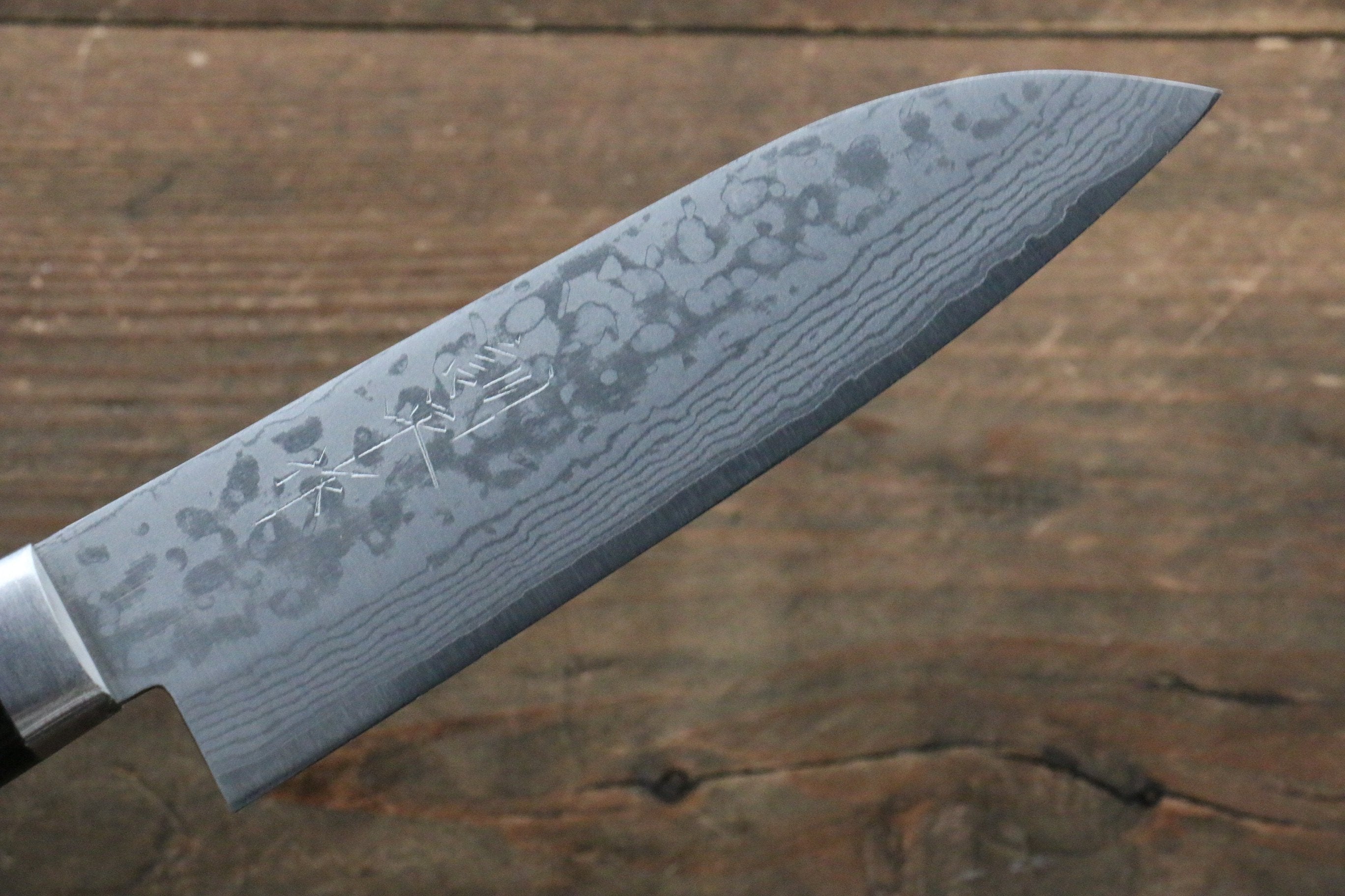 Kunihira Sairyu VG10 Damascus Small Santoku 135mm Black Pakka wood Handle - Japanny - Best Japanese Knife
