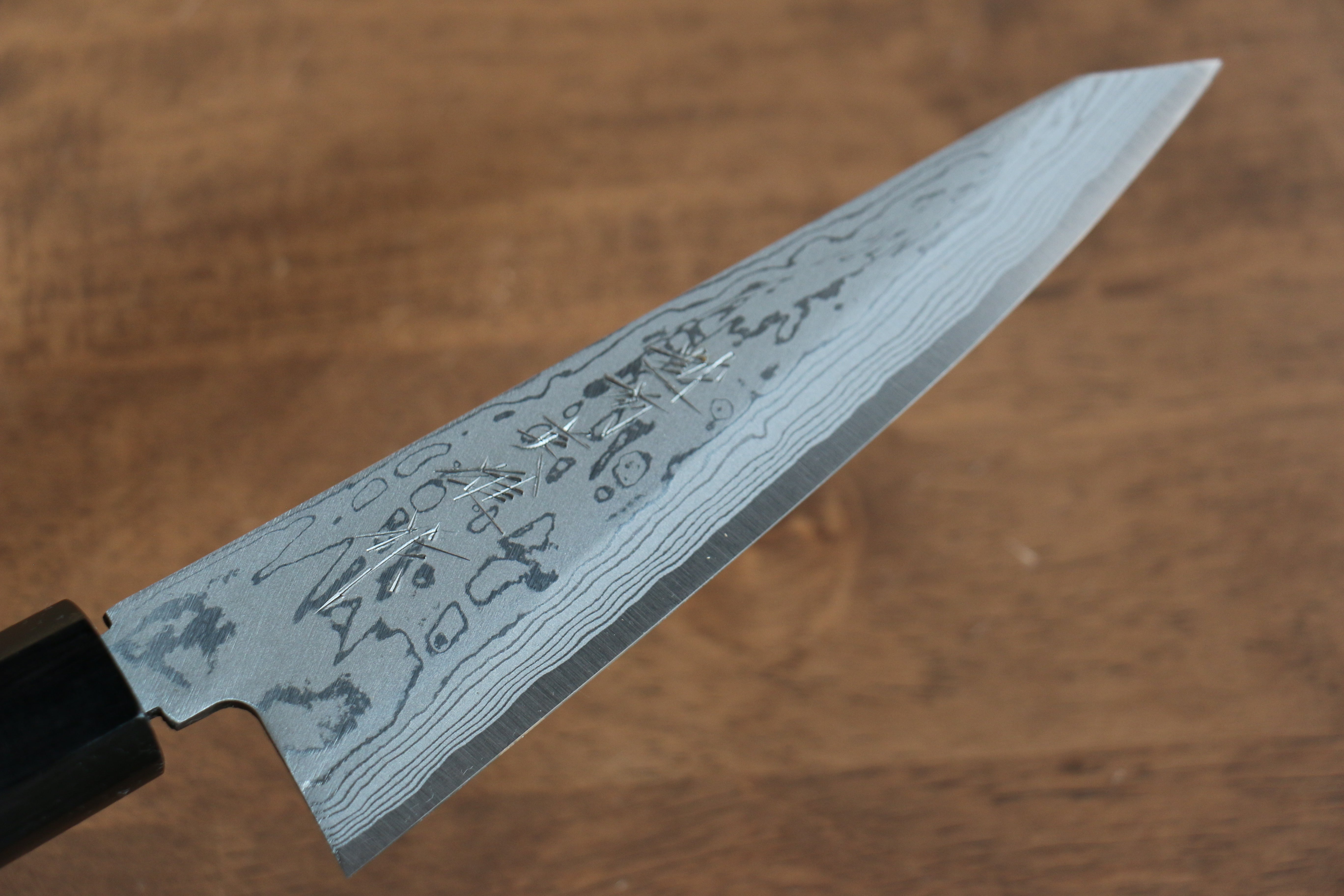 Hideo Kitaoka Blue Steel No.2 Damascus Honesuki Boning 150mm Shitan Handle - Japanny - Best Japanese Knife