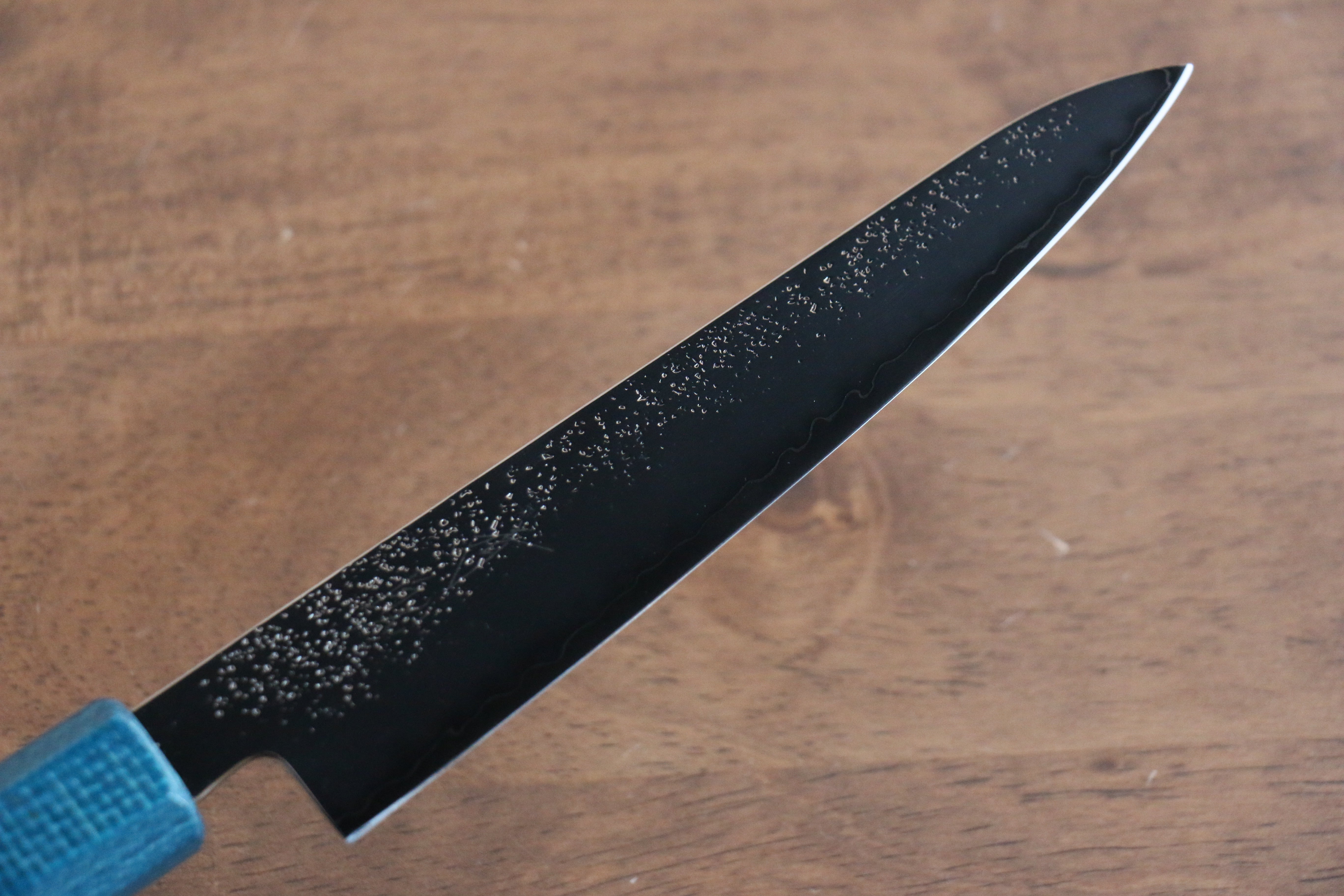Seisuke VG5 Nashiji black dye Petty-Utility 150mm Blue Canvas Micarta Handle - Japanny - Best Japanese Knife