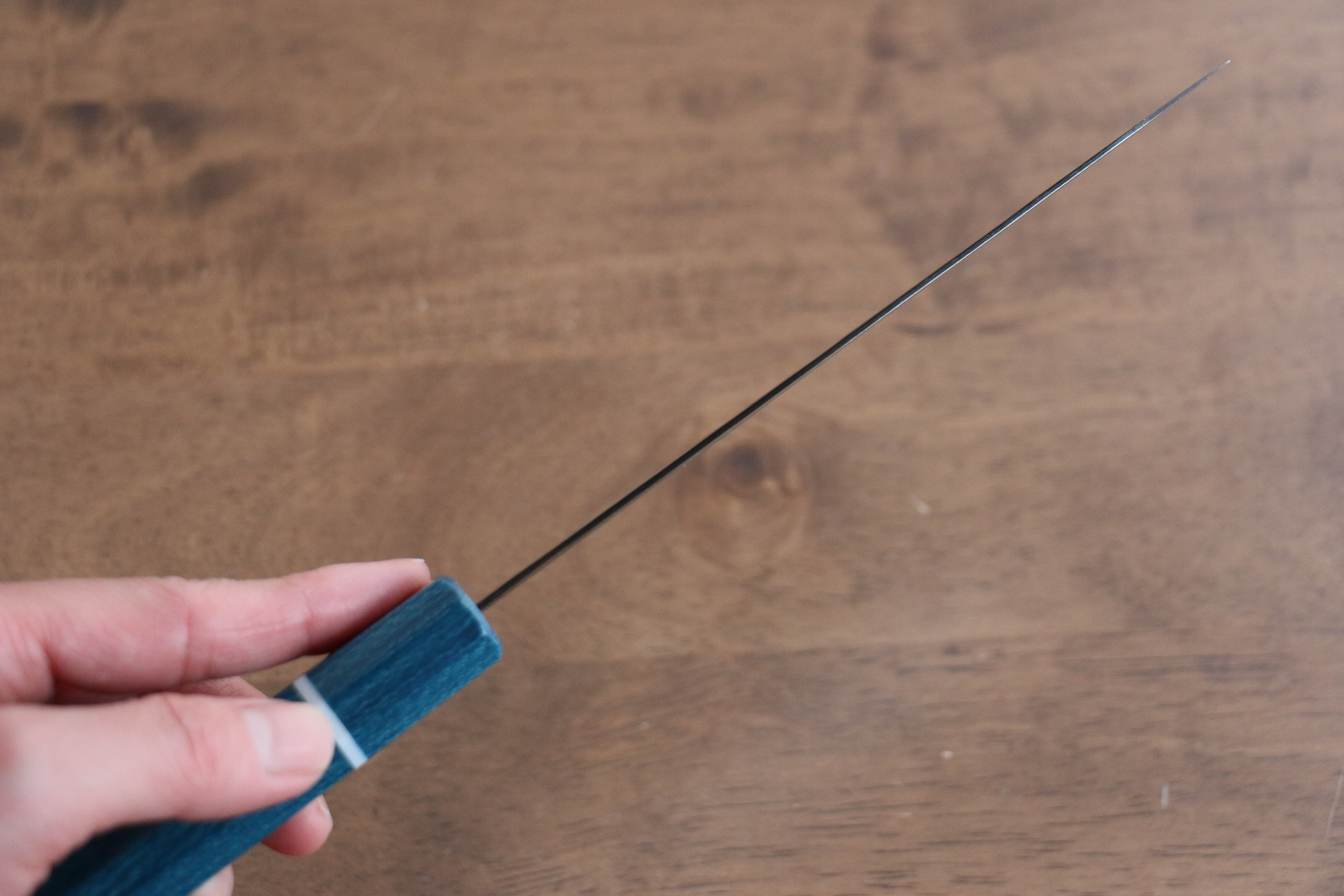 Seisuke VG5 Nashiji black dye Petty-Utility 150mm Blue Canvas Micarta Handle - Japanny - Best Japanese Knife