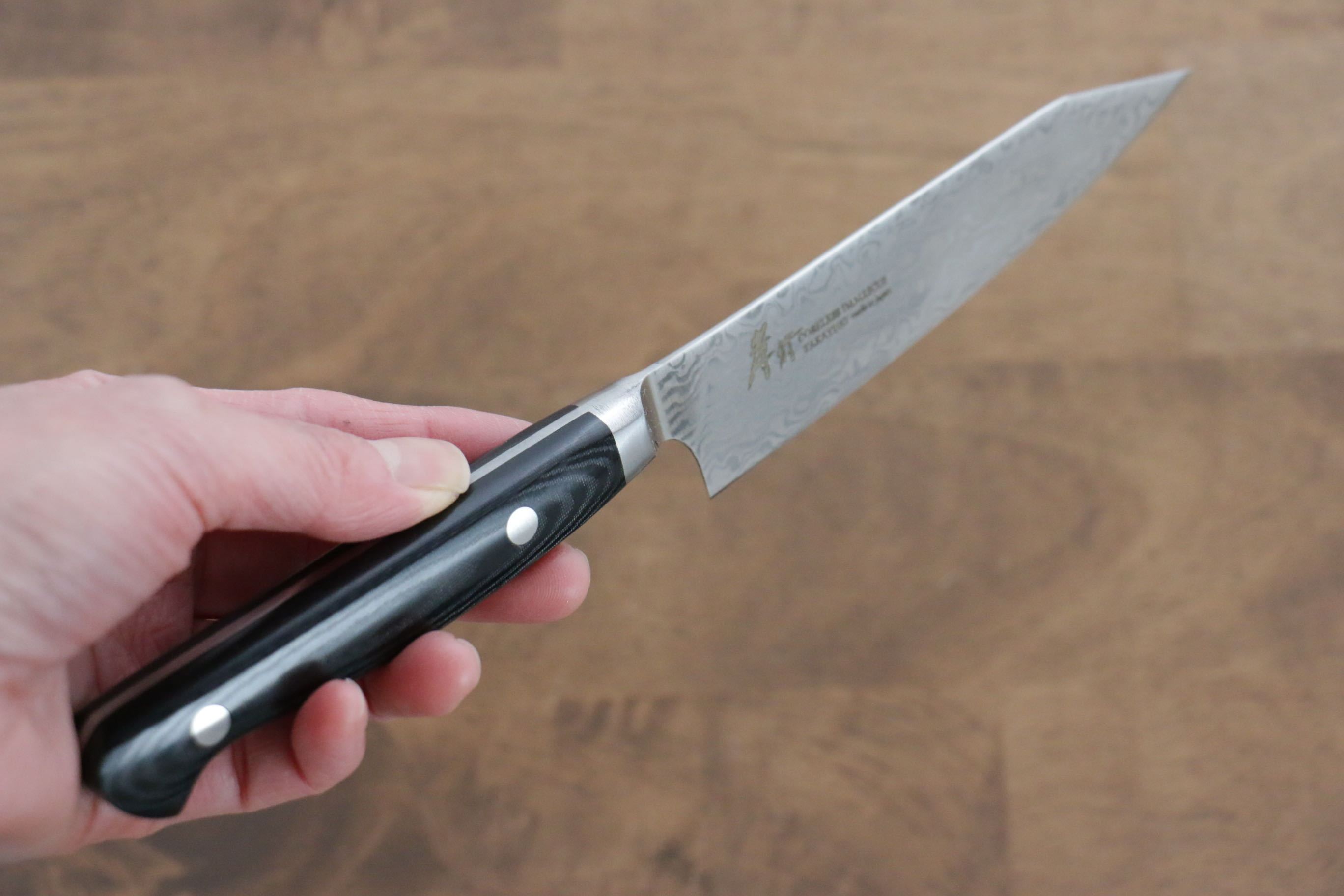 Sakai Takayuki Coreless Damascus Petty-Utility 120mm Black Micarta Handle - Japanny - Best Japanese Knife