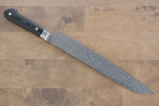 Sakai Takayuki Coreless Damascus Kengata Yanagiba 260mm Black Micarta Handle - Japanny - Best Japanese Knife