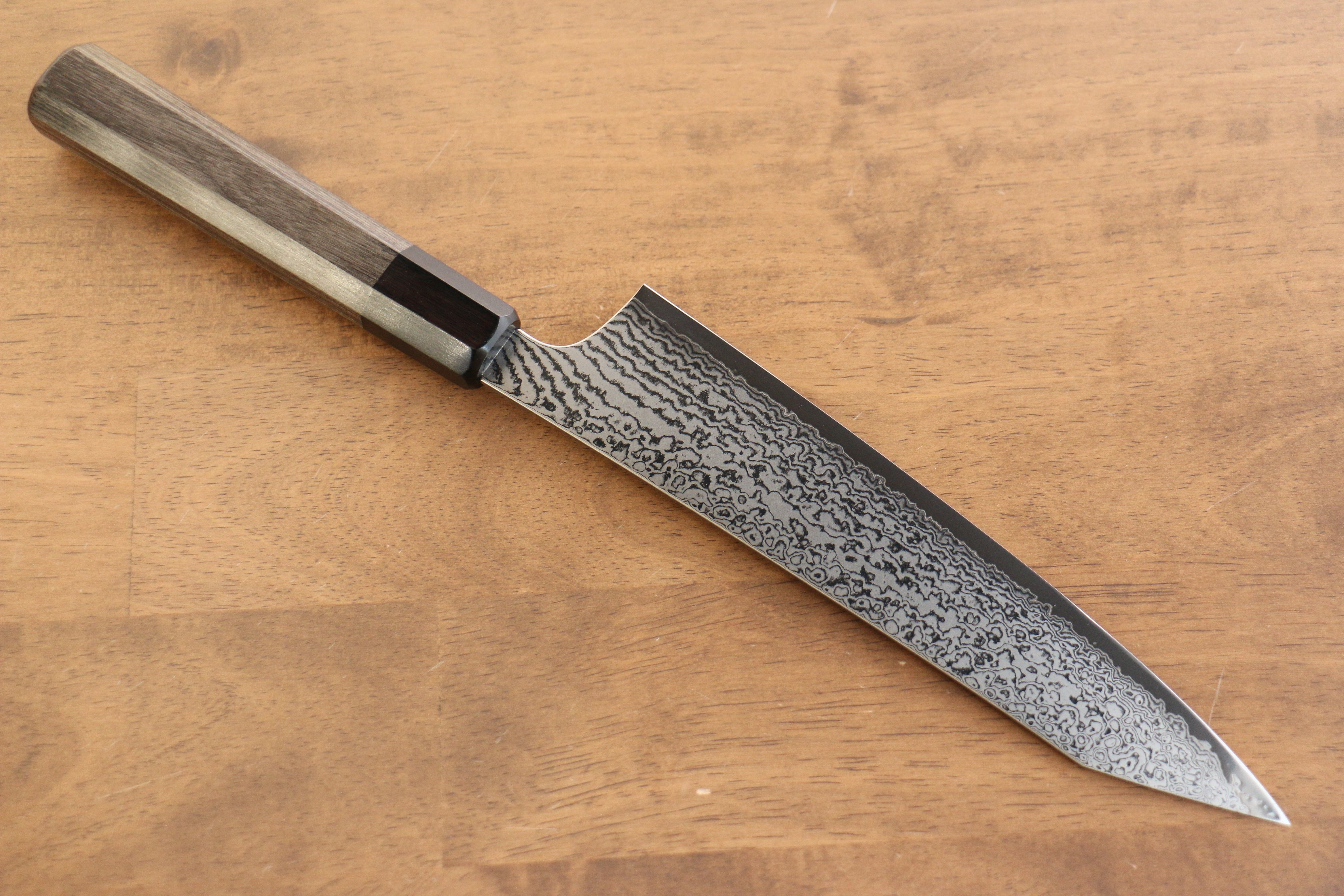 Kanjyo VG10 Damascus Kiritsuke Gyuto 210mm Gray Pakka wood Handle - Japanny - Best Japanese Knife