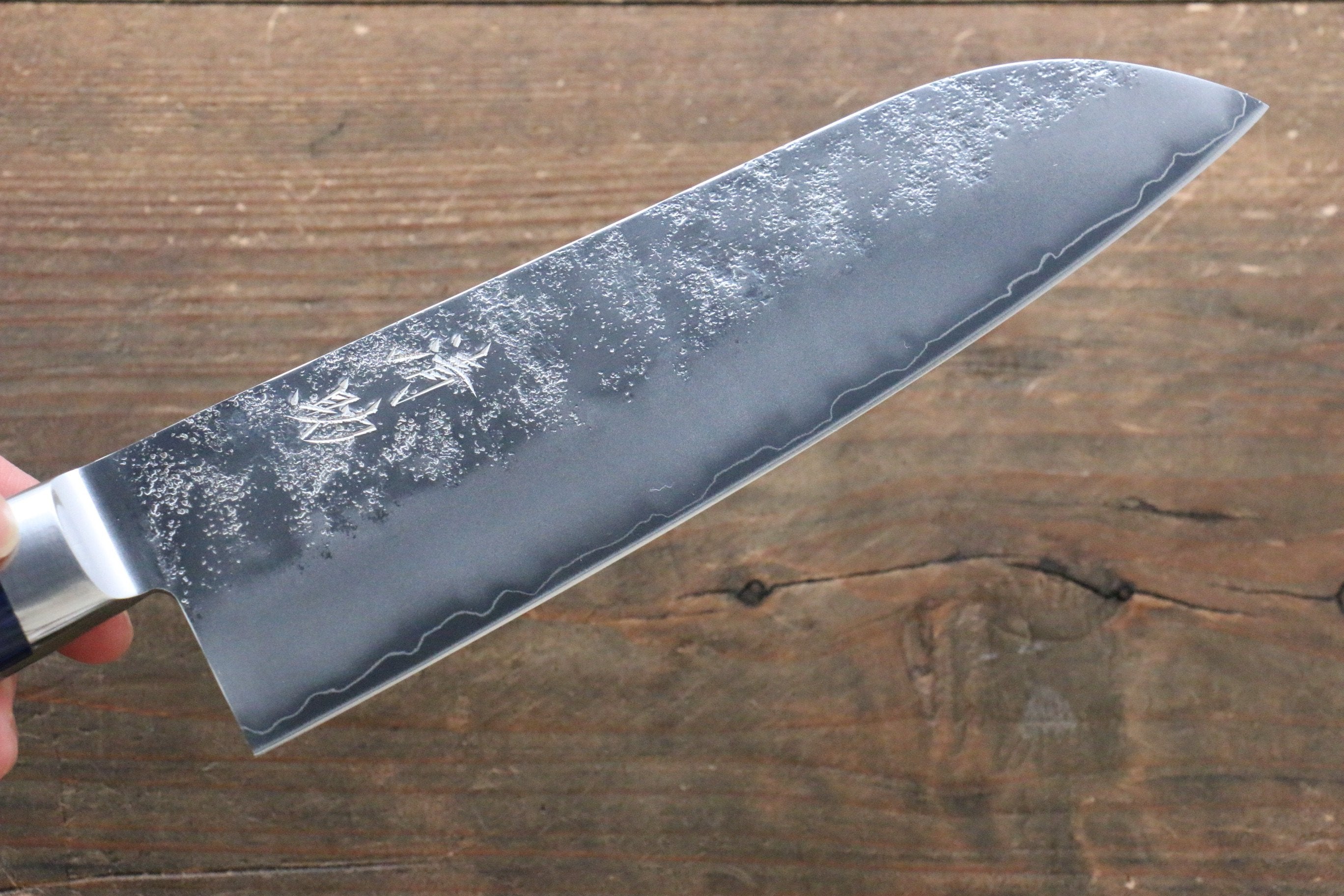 Seisuke Aonashi AUS10 3 Layer Nashiji Santoku 170mm Blue Pakka wood Handle - Japanny - Best Japanese Knife