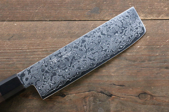 Seisuke AUS10 Damascus Nakiri 165mm Shitan Handle - Japanny - Best Japanese Knife