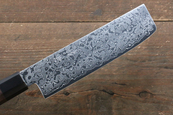 Seisuke AUS10 Damascus Nakiri 165mm Shitan Handle - Japanny - Best Japanese Knife